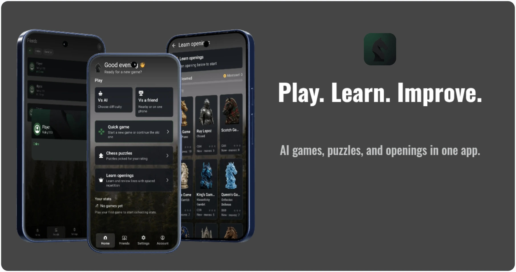 Matewawe — Play. Learn. Improve. AI games, puzzles, and openings in one app.